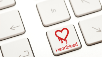 Heartbleed security bug logo on keyboard